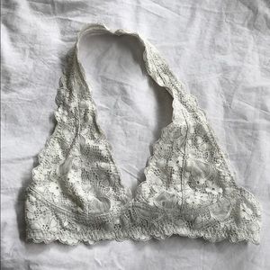 free people white galloon lace halter bra
